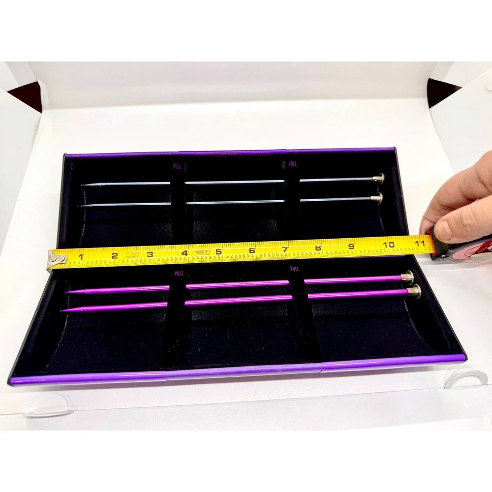 Boye Knitting Needles Set Size 8 and 9 Aluminum‎ with Purple KnitCare Case USA